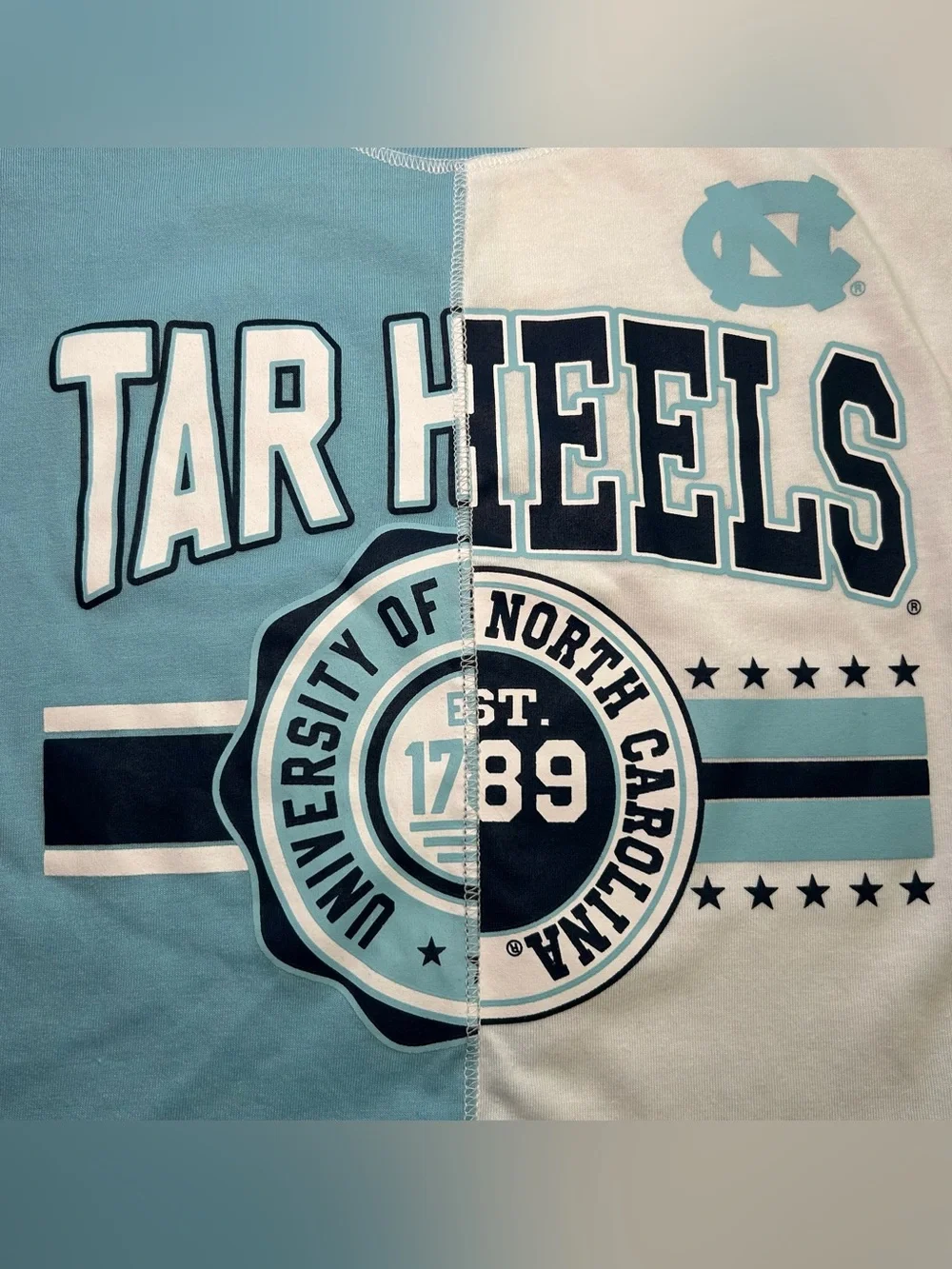 UNC North Carolina Tar Heels Women’s Zoozatz Split Cropped T-Shirt Game Day sz S